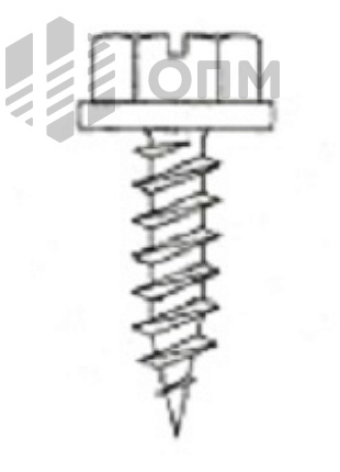 ОПМ 206040 Саморез с пресс-шайбой для крепления листового металла к металлическим профилям, острый конец, прямой шлиц
