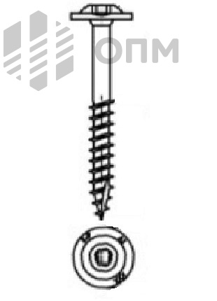 ОПМ 206063 Саморез конструкционный для ДСП, остроконечный с режущей лыской, тарельчатая головка со шлицем Torx