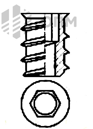 ОПМ 617002 Муфта мебельная резьбовая с внутренним шестигранником и потайным буртиком