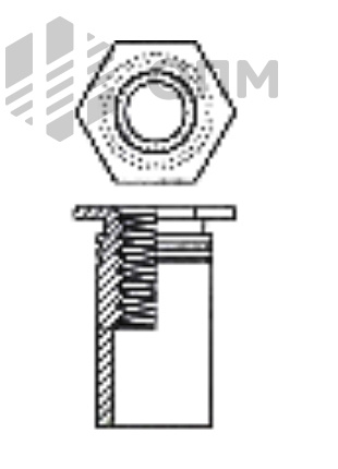 ОПМ 418012 Втулка запрессовочная резьбовая с шестигранной головкой и сквозной резьбой 