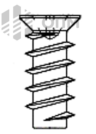 ОПМ 601001 Евровинт с потайной головкой шлицем Pz диаметром головки 7,7 mm однозаходная резьба с крупным шагом